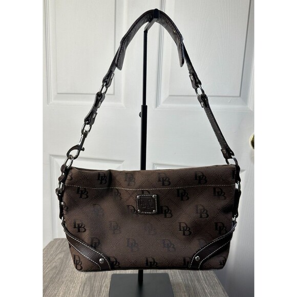 Dooney & Bourke Monogram Brown/Chocolate Small Hobo Shoulder Bag Authentic - Picture 1 of 16